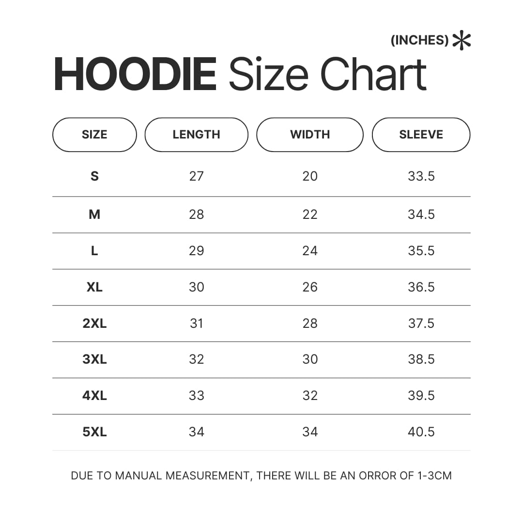 Hoodie Size Chart - RimWorld Merch
