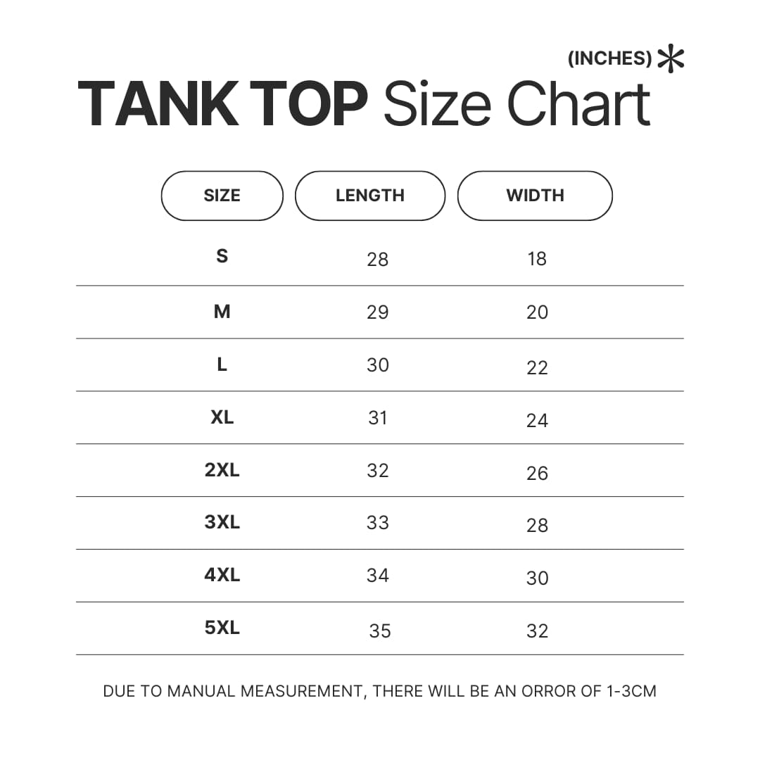 Tank Top Size Chart - RimWorld Merch